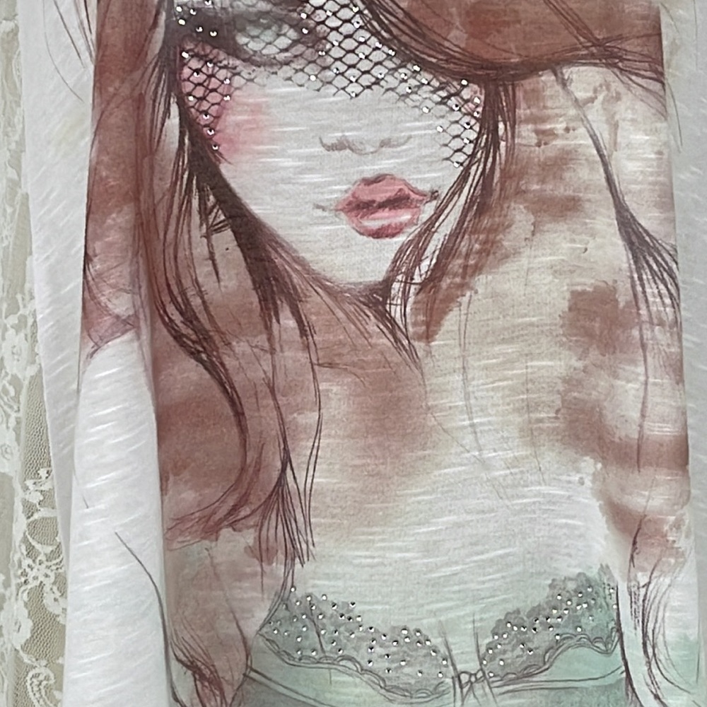 Guess Girl Crystals & Lace Back Top